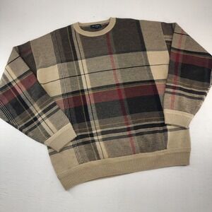 Nautica XL | Multicolor Plaid Wool Blend Crewneck Knit Sweater Vintage Preppy